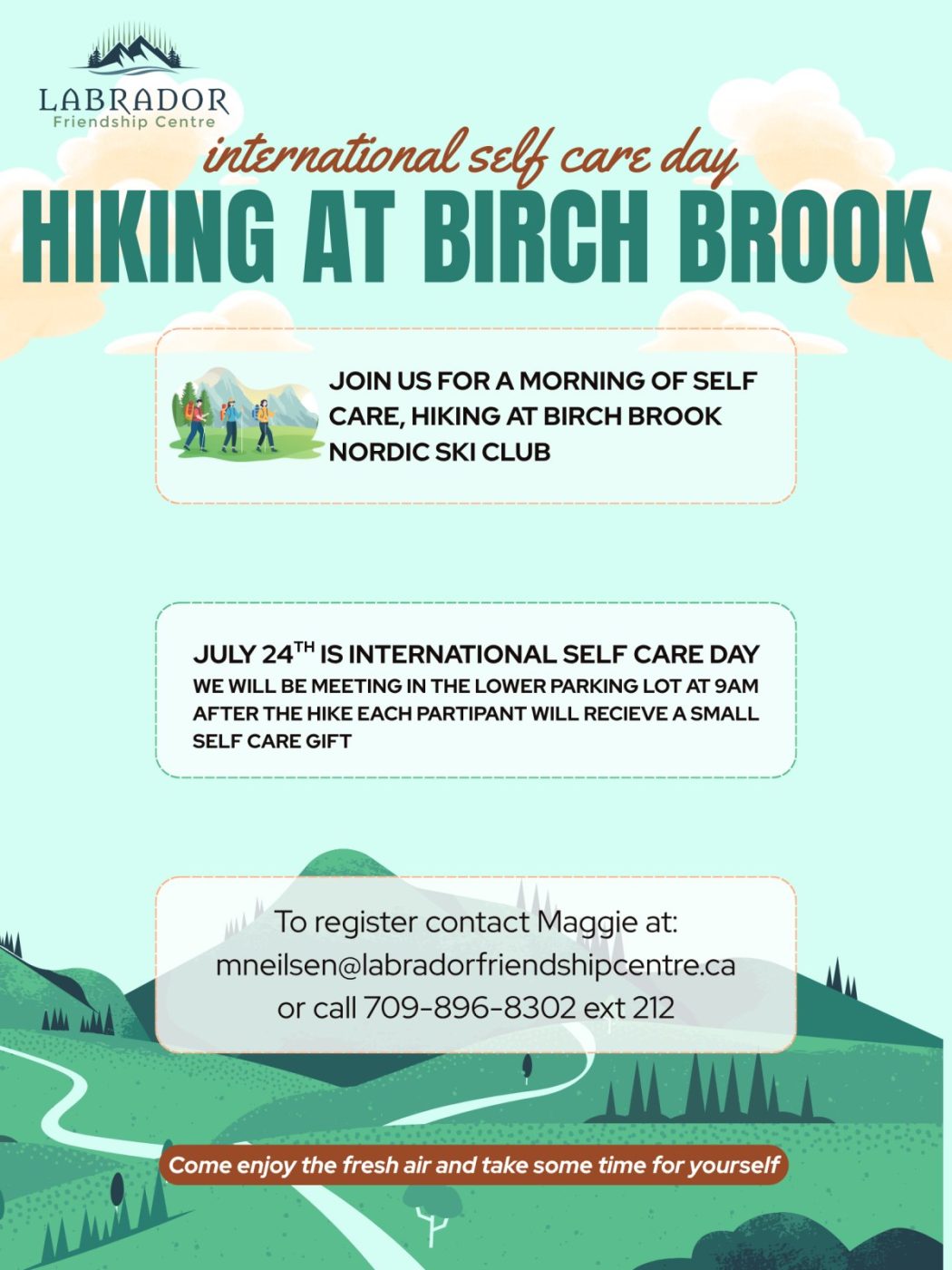 International Self-Care Day Hike at Birch Brook event poster